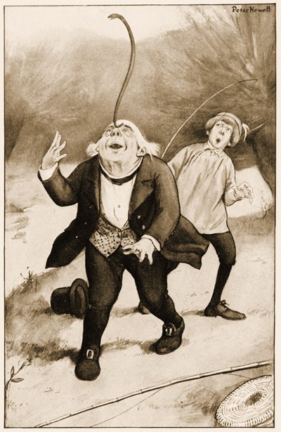 "الأب القديم ويليام يوازن ثعبان البحر في نهاية أنفه" ، رسم توضيحي لمغامرات لويس كارول "أليس" في بلاد العجائب ، 1901 بواسطة بيتر نيويل